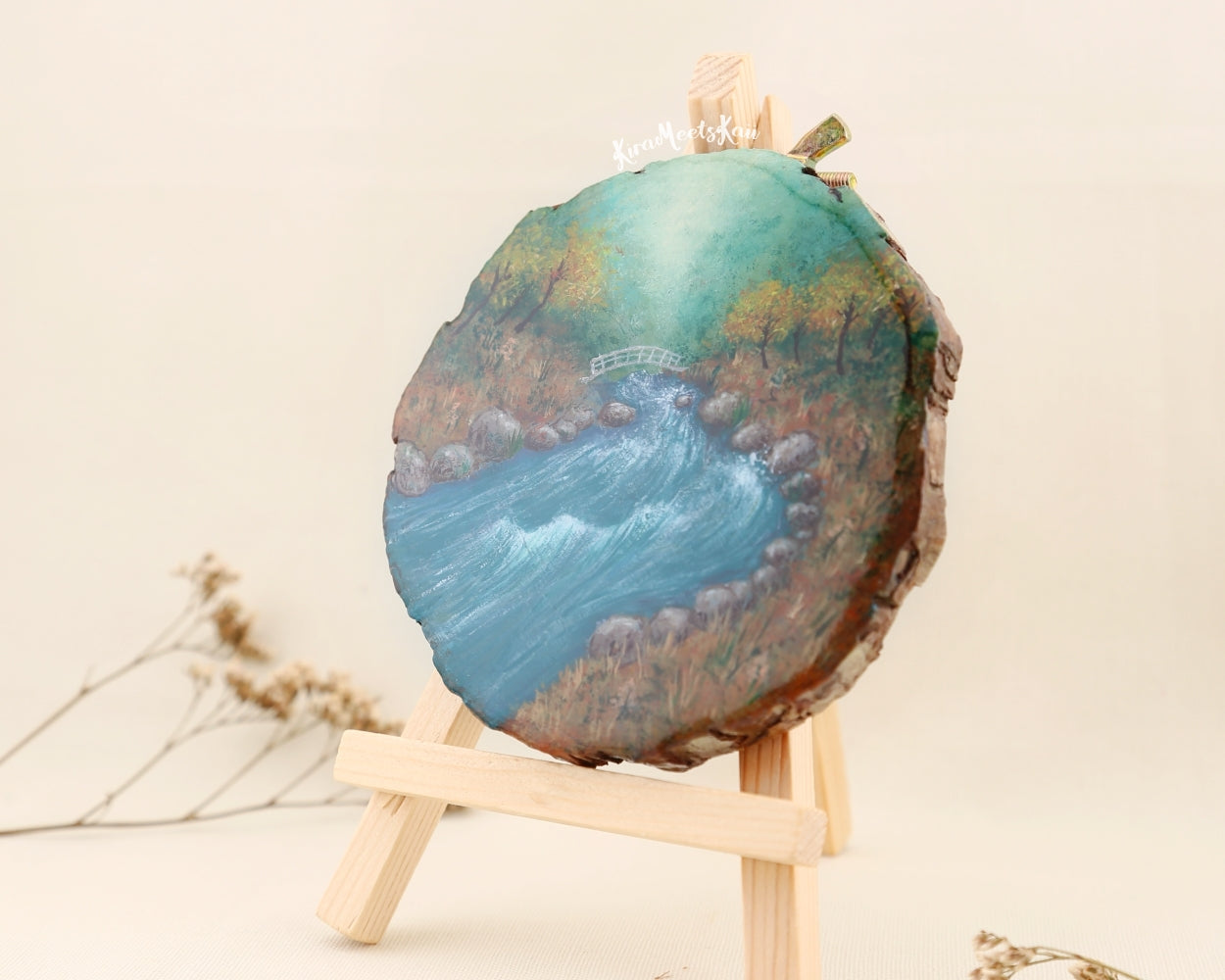 "Whispers of Serenity" River Through the Enchanted Forest, Acrylic Painting on Wood
