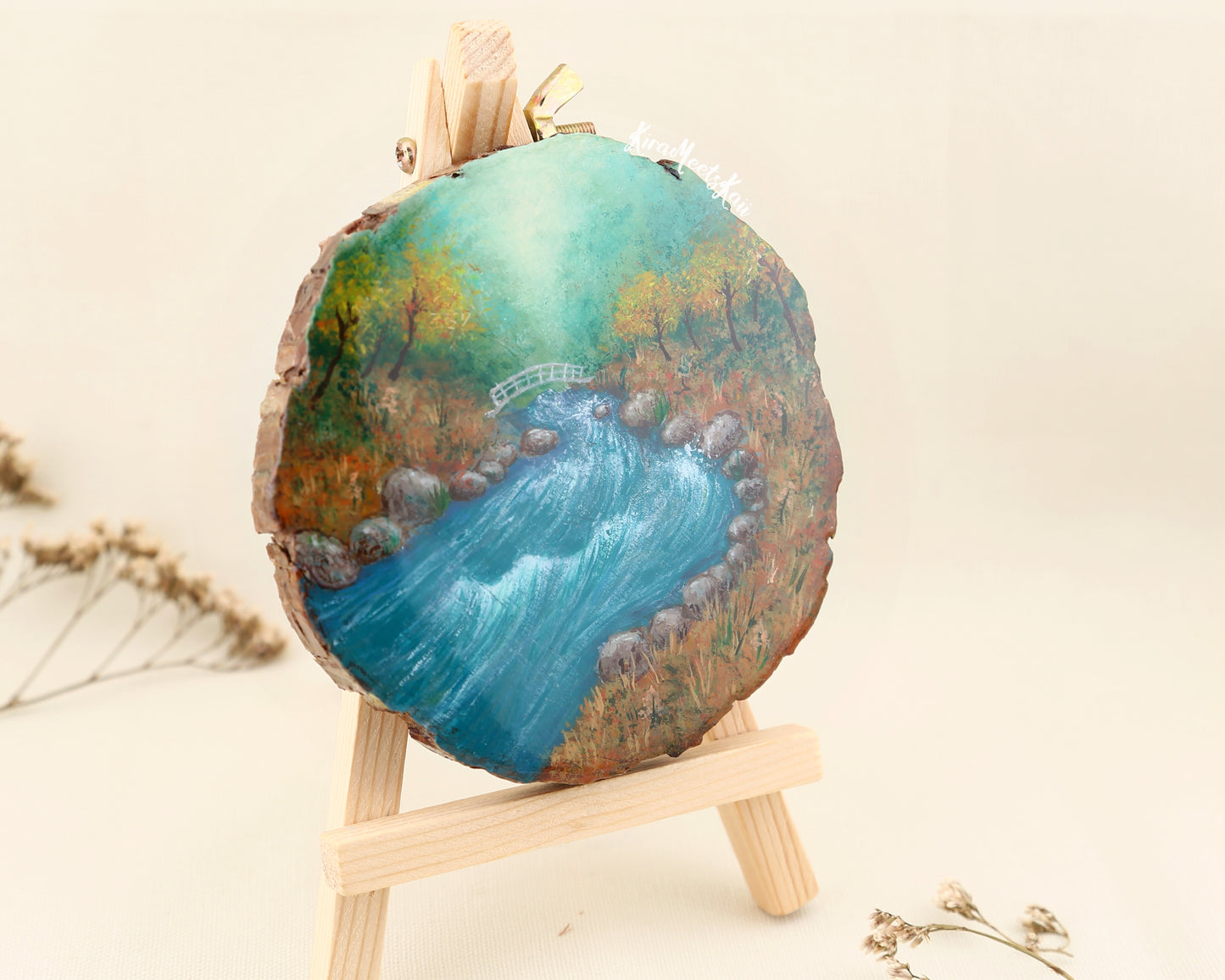 "Whispers of Serenity" River Through the Enchanted Forest, Acrylic Painting on Wood