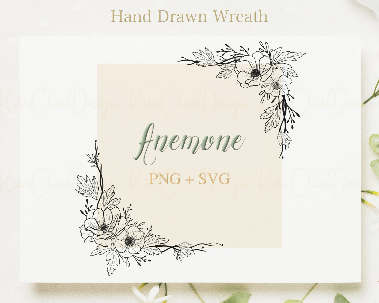Anemone Flower Corner Frame Clipart