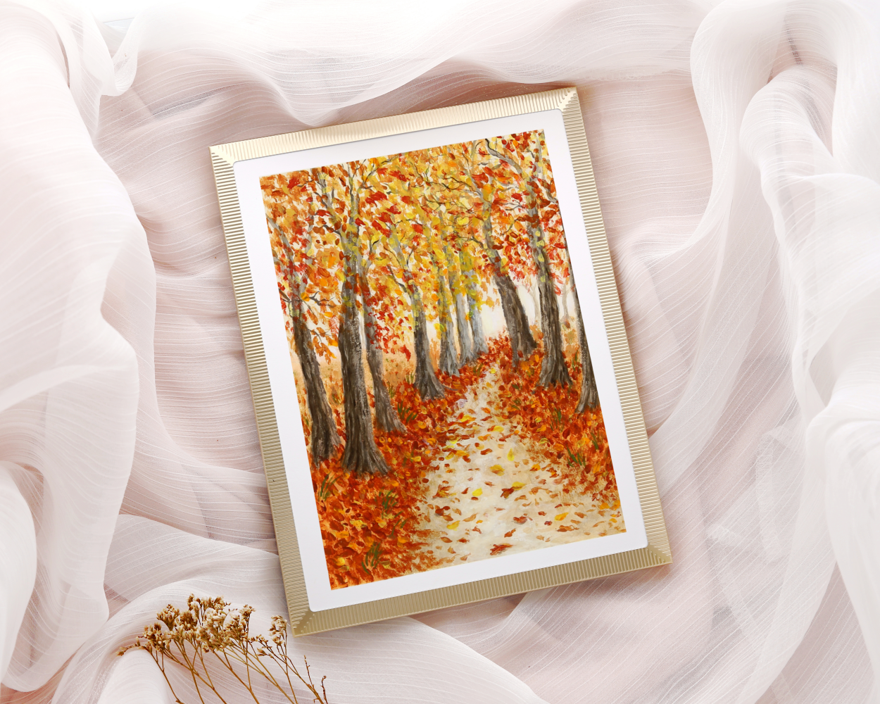 "Autumn's Carpeted Pathway" Original Acrylic Painting