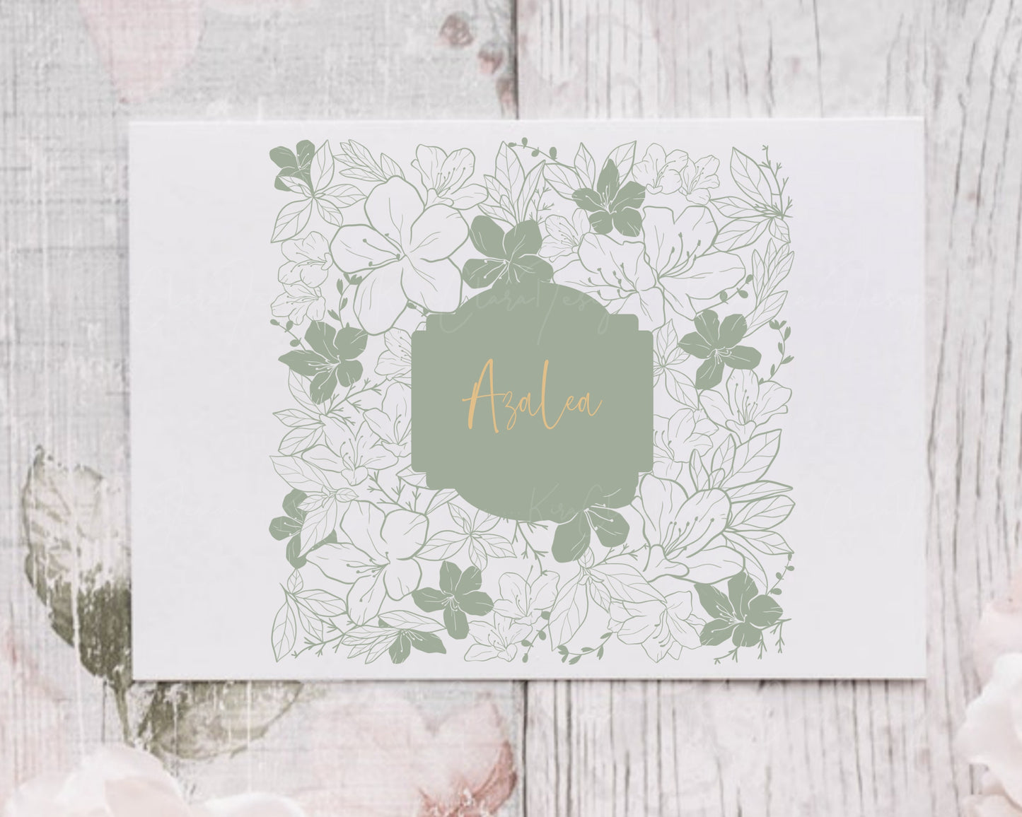 Azalea Square Floral Line Pattern Clipart