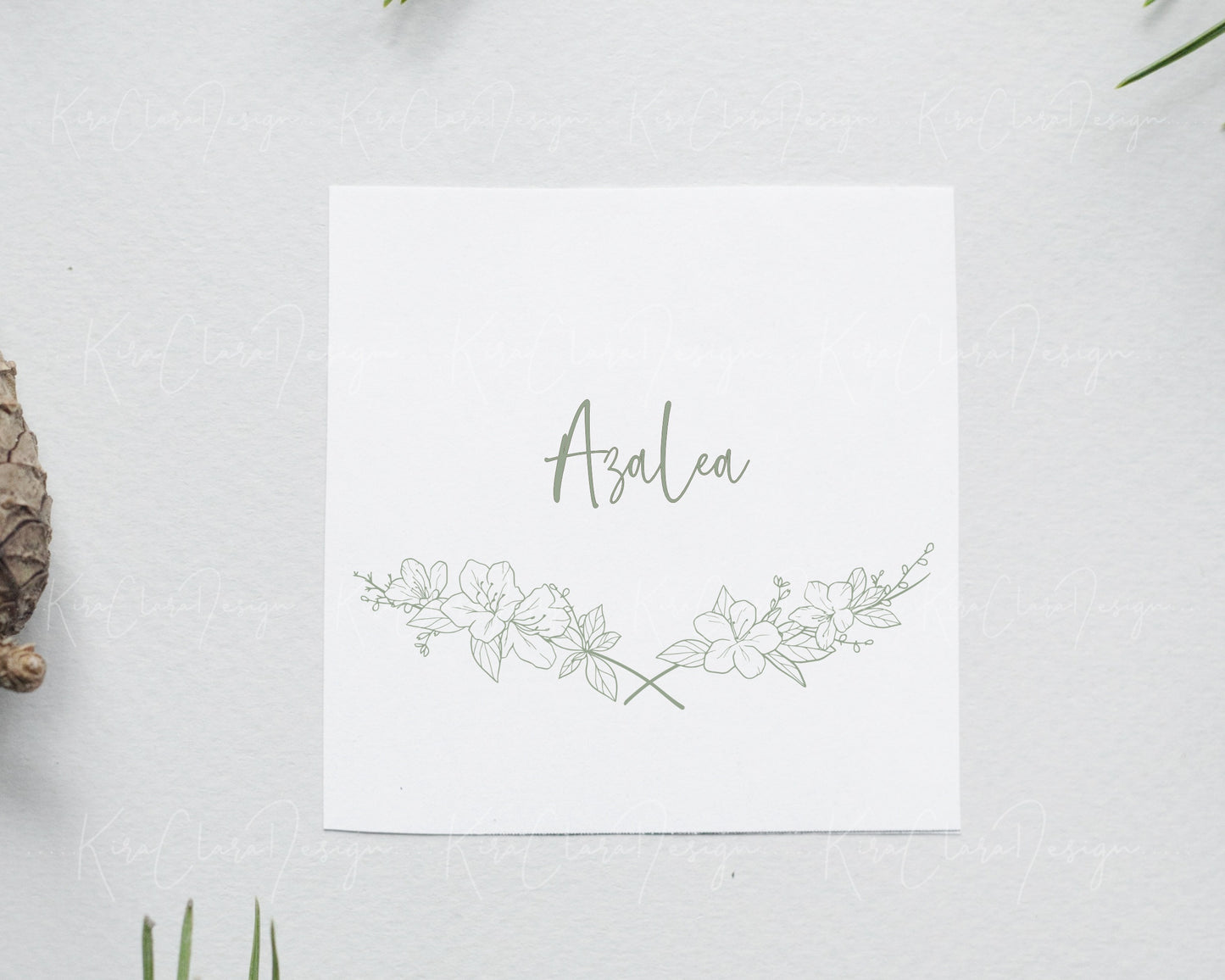 Azalea Flower Border Frame & Bottom Frame Clipart / Black & White