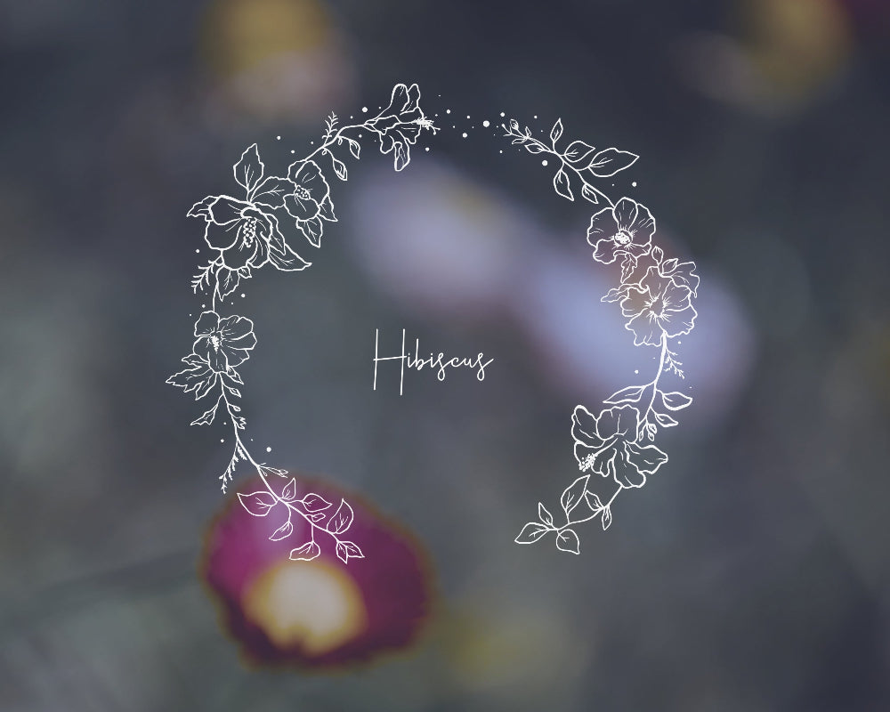Hand-drawn Hibiscus floral wreath black and white vector illustration for digital download.