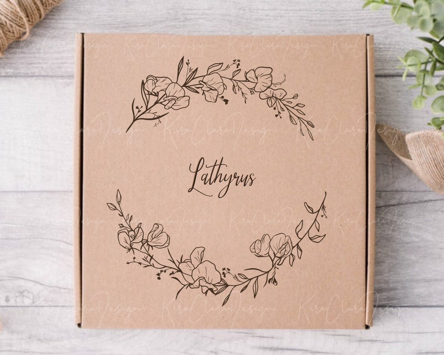 Lathyrus (Sweet Pea) Half Flower Wreath Clipart
