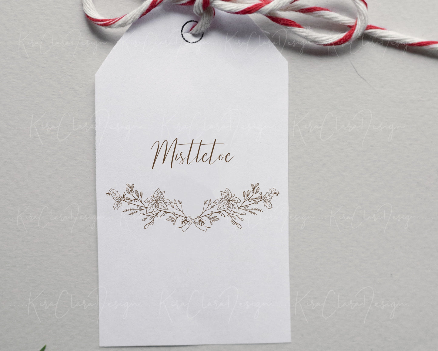 Christmas Mistletoe & Poinsettia Square Frame & Bottom Frame / Black & White Color