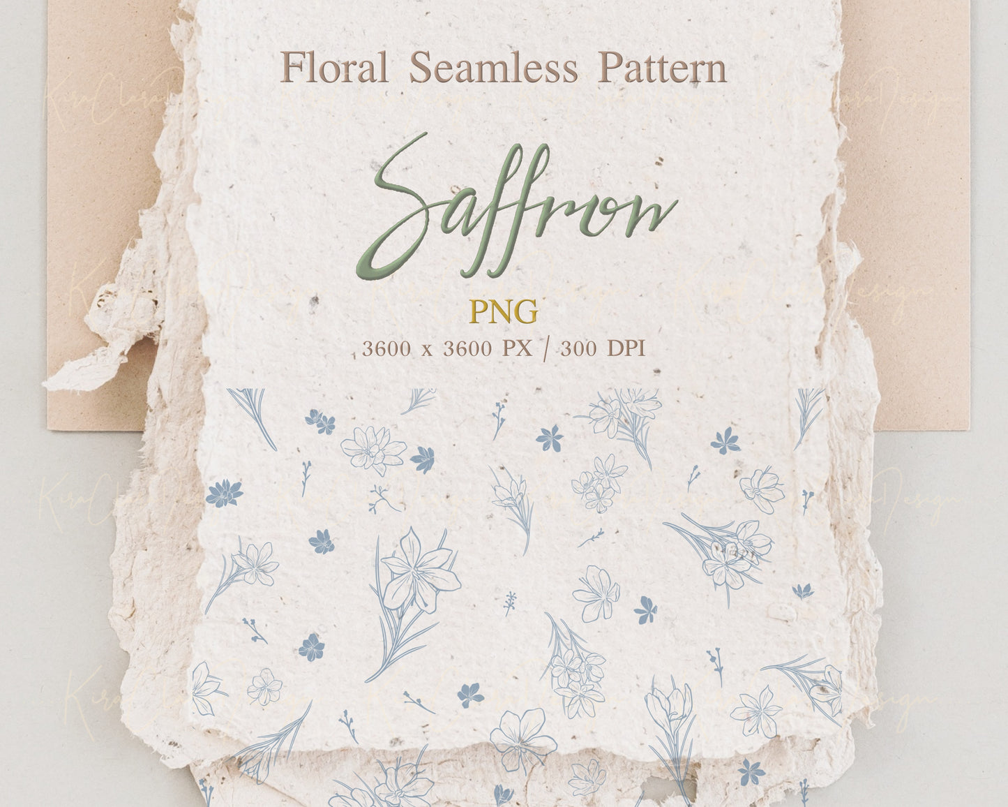 Saffron Flower ( Autumn Crocus ) Seamless Pattern Illustration