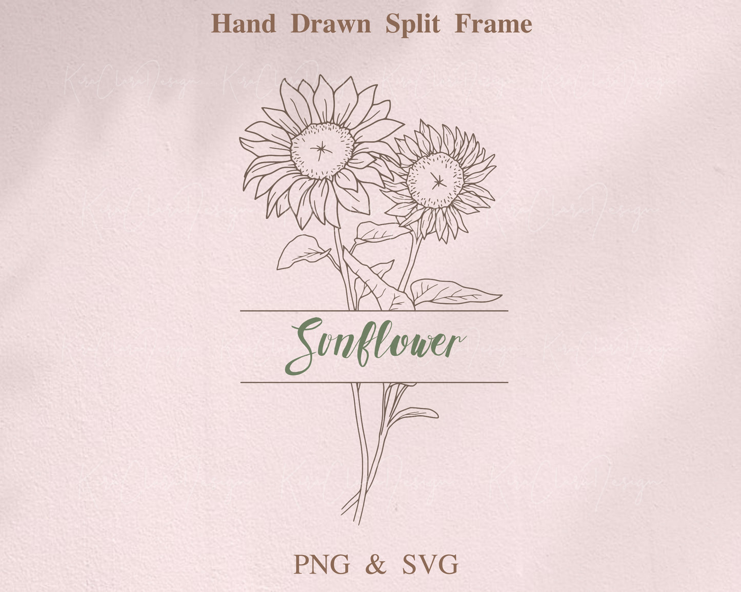 Sunflower Botanical Split Frame Clipart