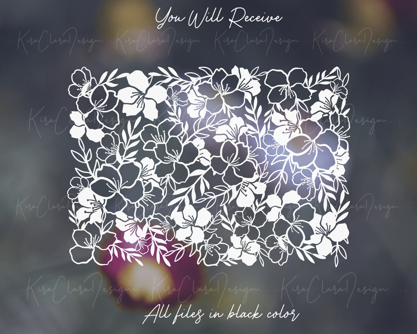 Cherry Blossom 5x7 Floral Pattern Clipart