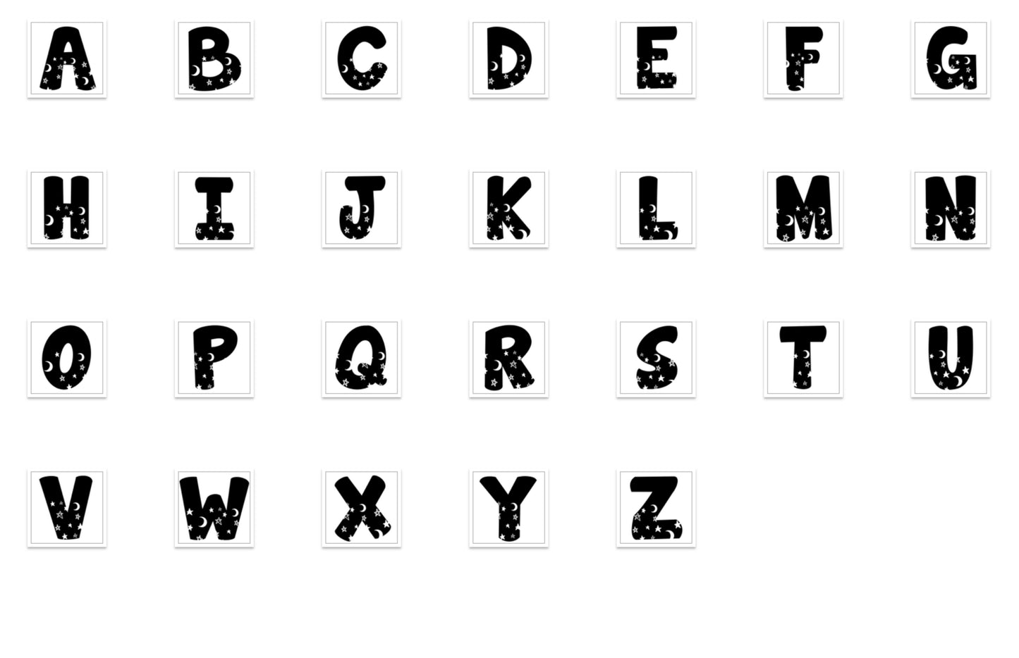 Star & Moon Monogram Alphabet SVG PNG