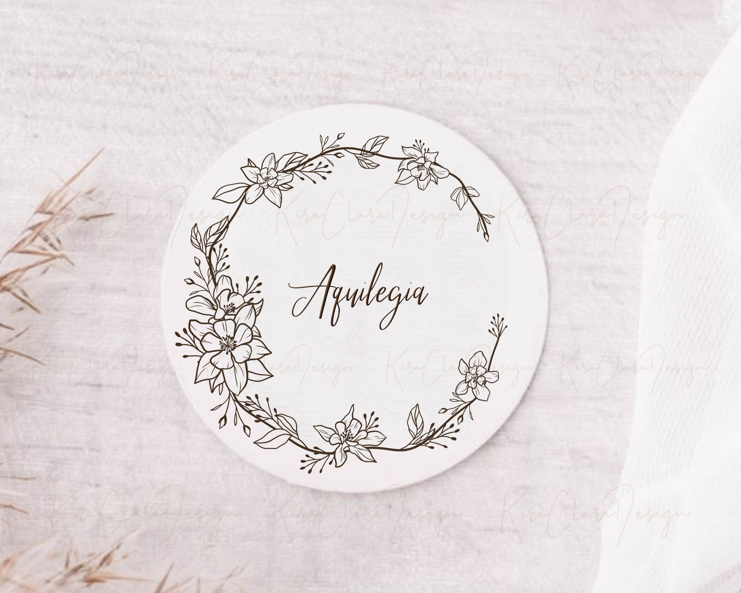 Aquilegia Flower Wreath Clipart