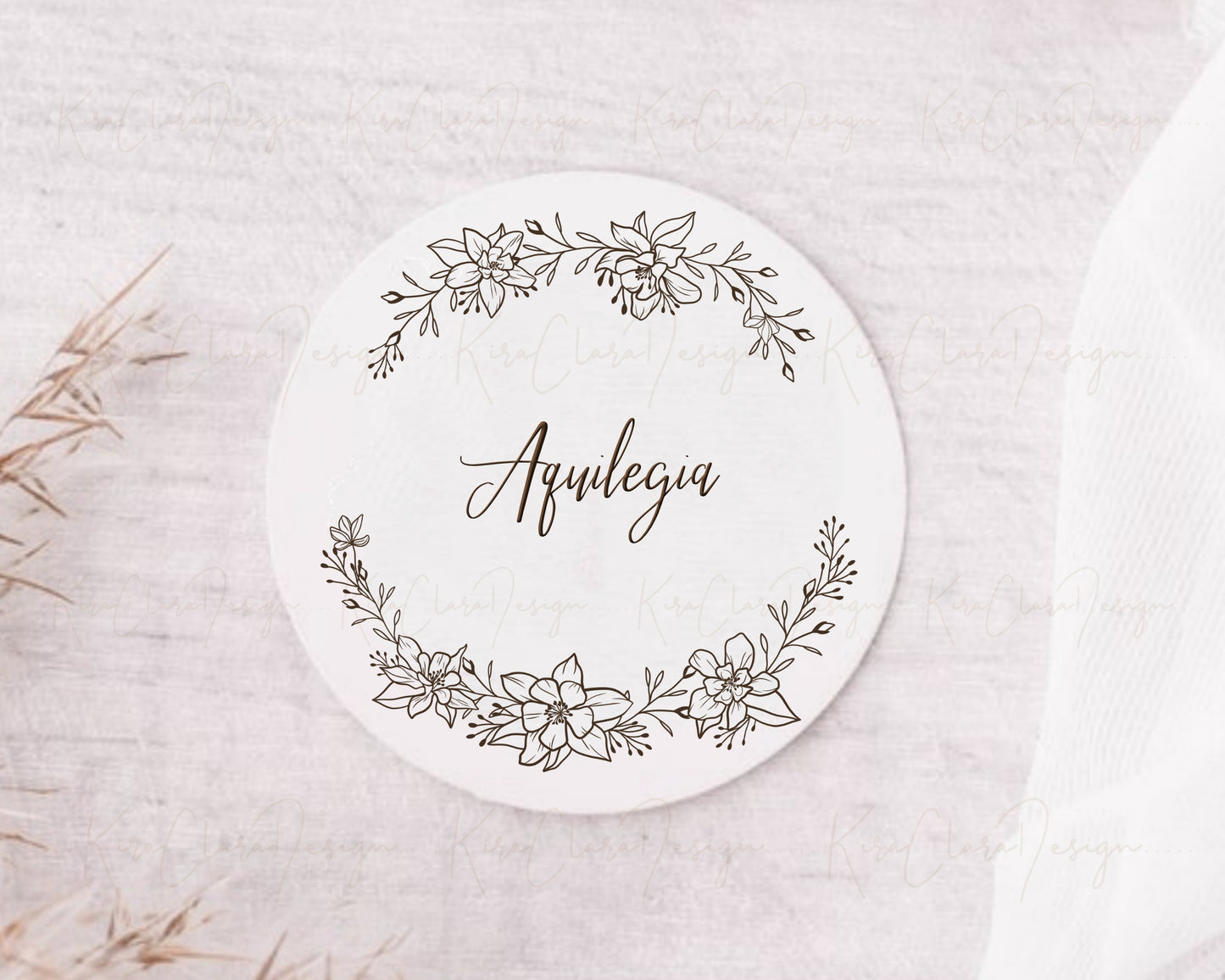 Aquilegia Flower Half Wreath Clipart