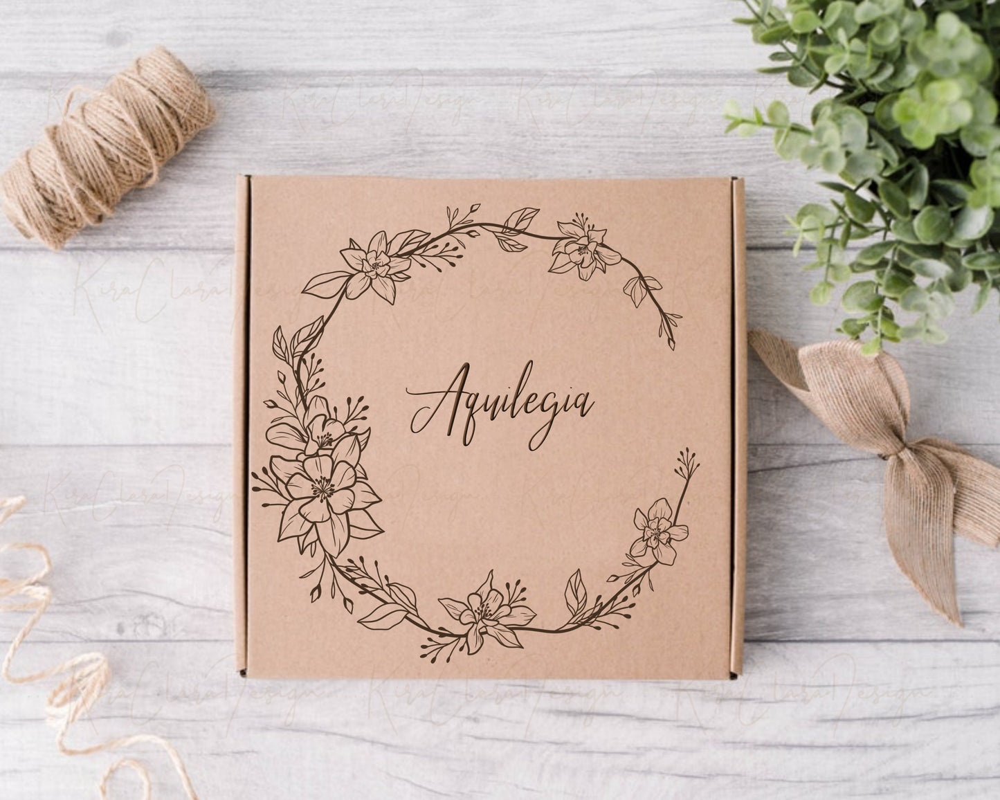 Aquilegia Flower Wreath Clipart