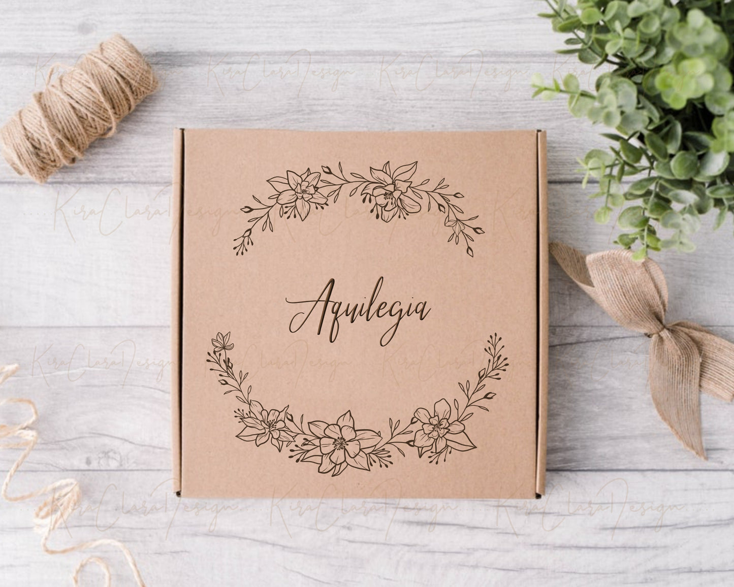 Aquilegia Flower Half Wreath Clipart