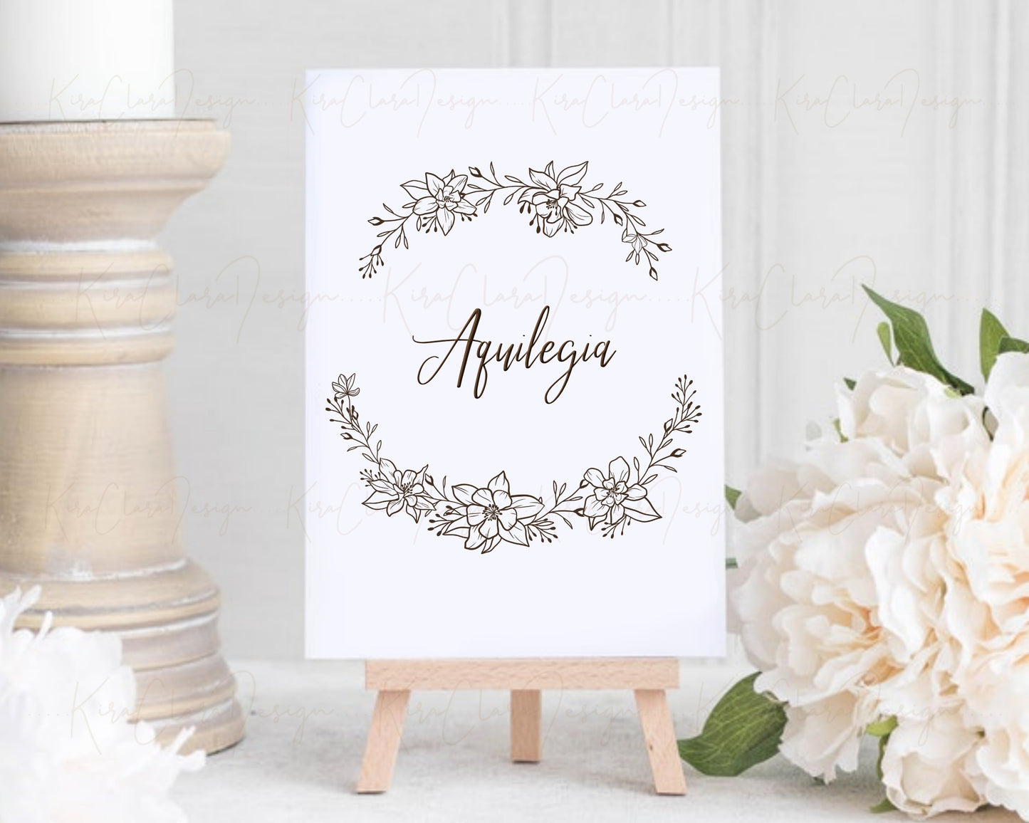 Aquilegia Flower Half Wreath Clipart