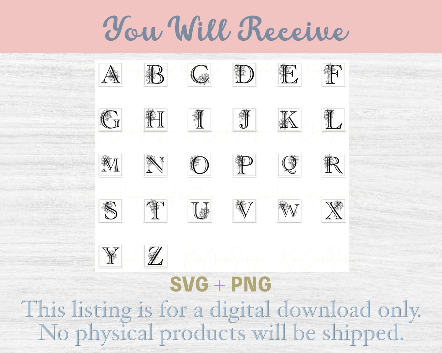 Aquilegia Floral Monogram Alphabet Clipart