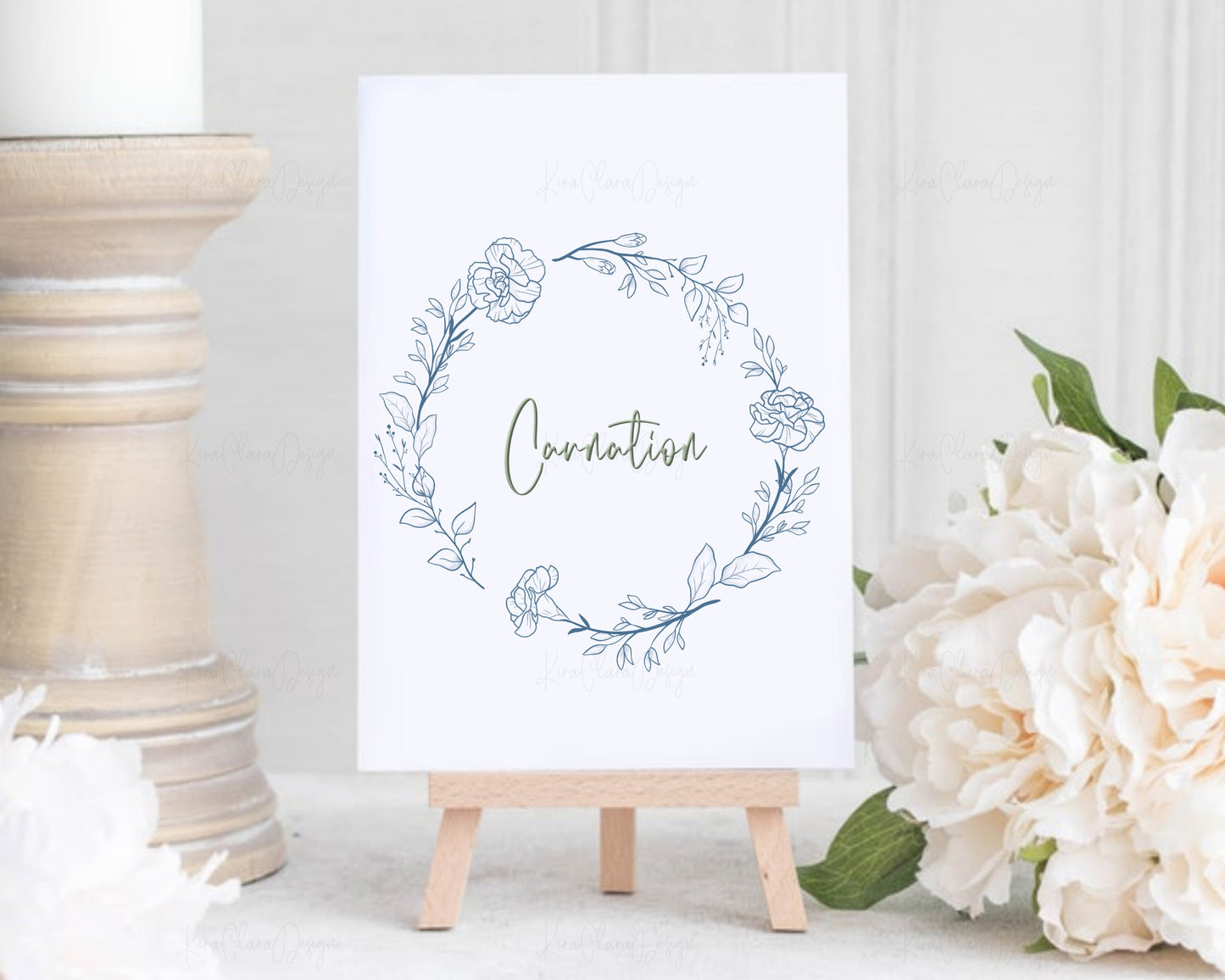 Carnation Flower Circle Wreath Clipart