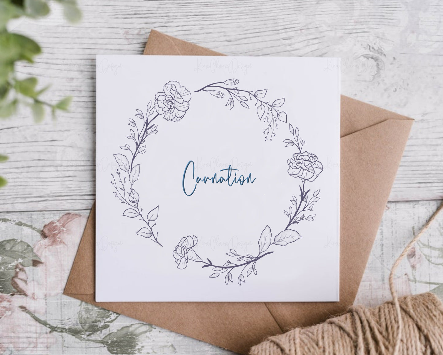 Carnation Flower Circle Wreath Clipart