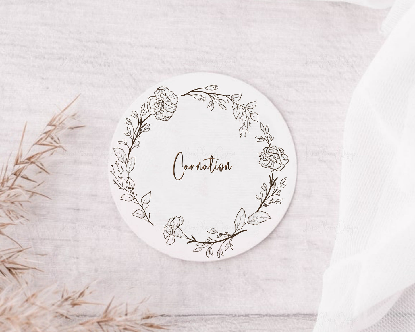 Carnation Flower Circle Wreath Clipart