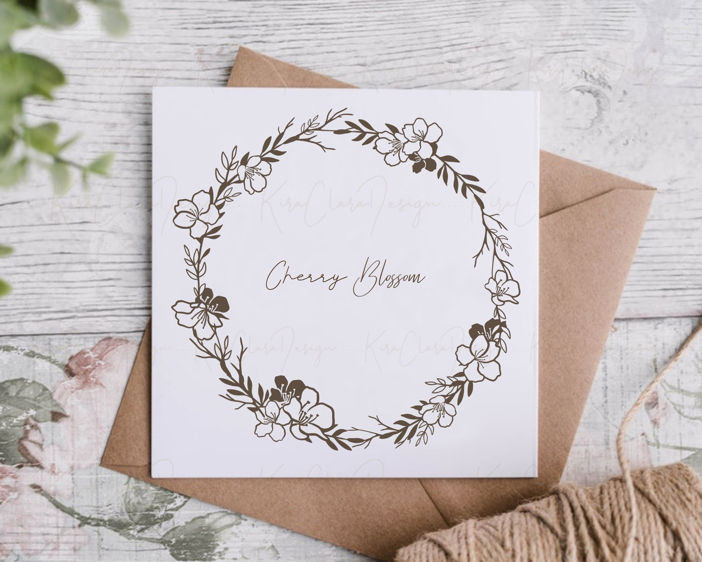Cherry Blossom Circle Wreath Clipart
