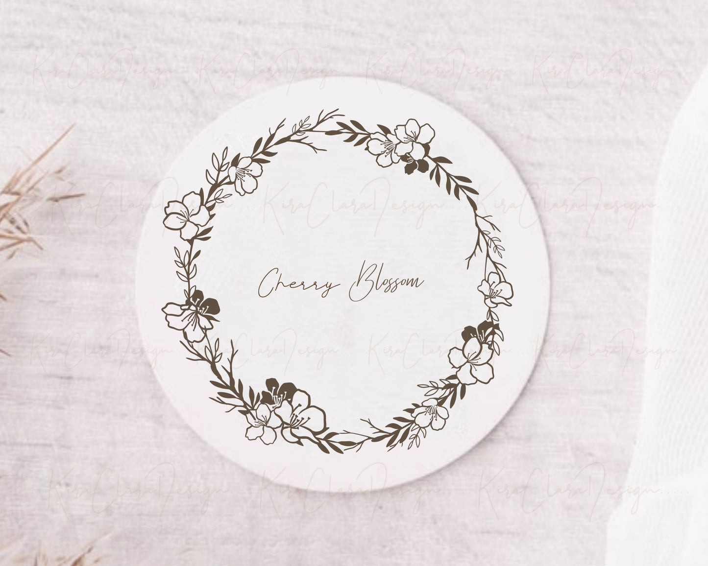 Cherry Blossom Circle Wreath Clipart