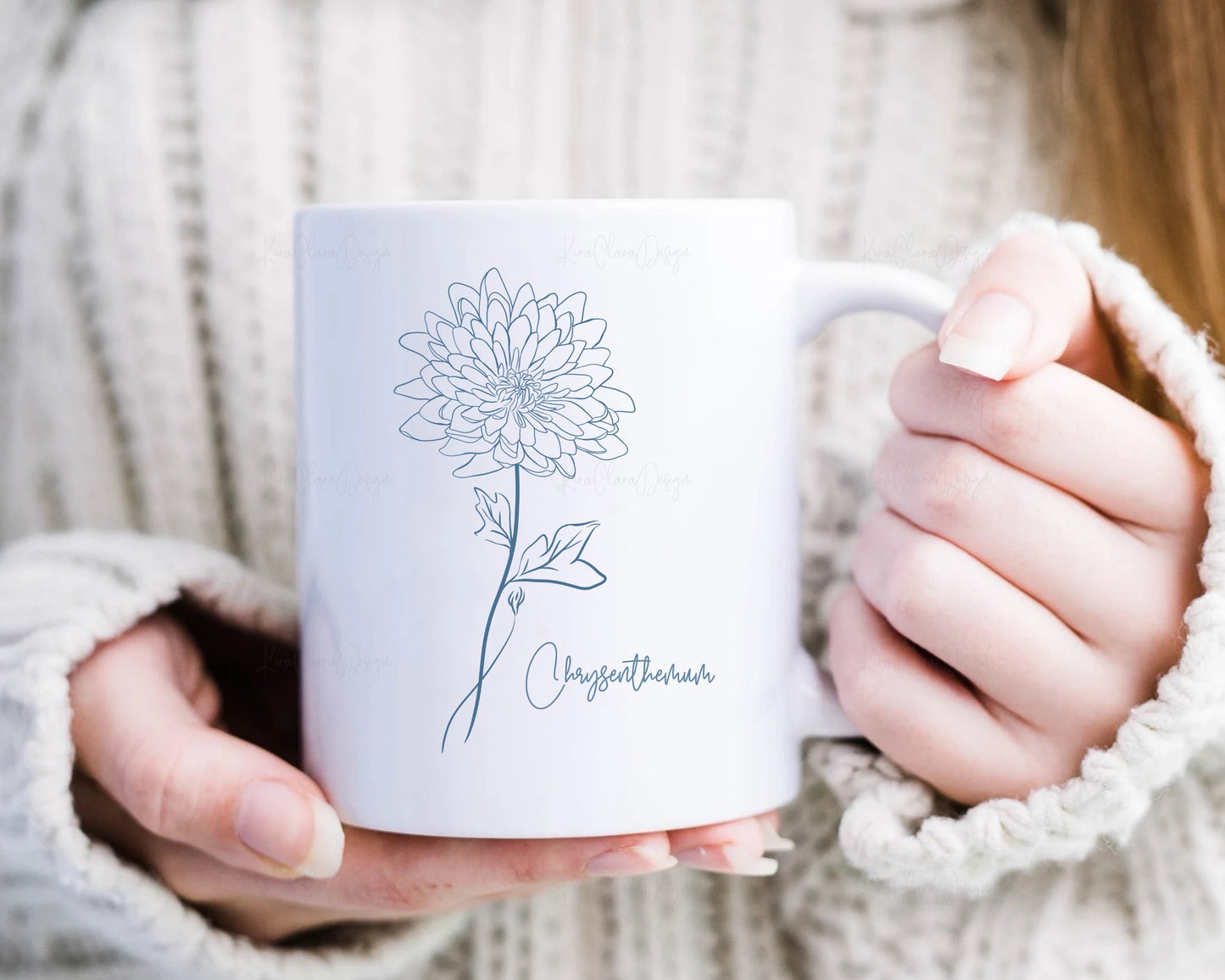 November Birth Flower Chrysenthemum Outline Clipart