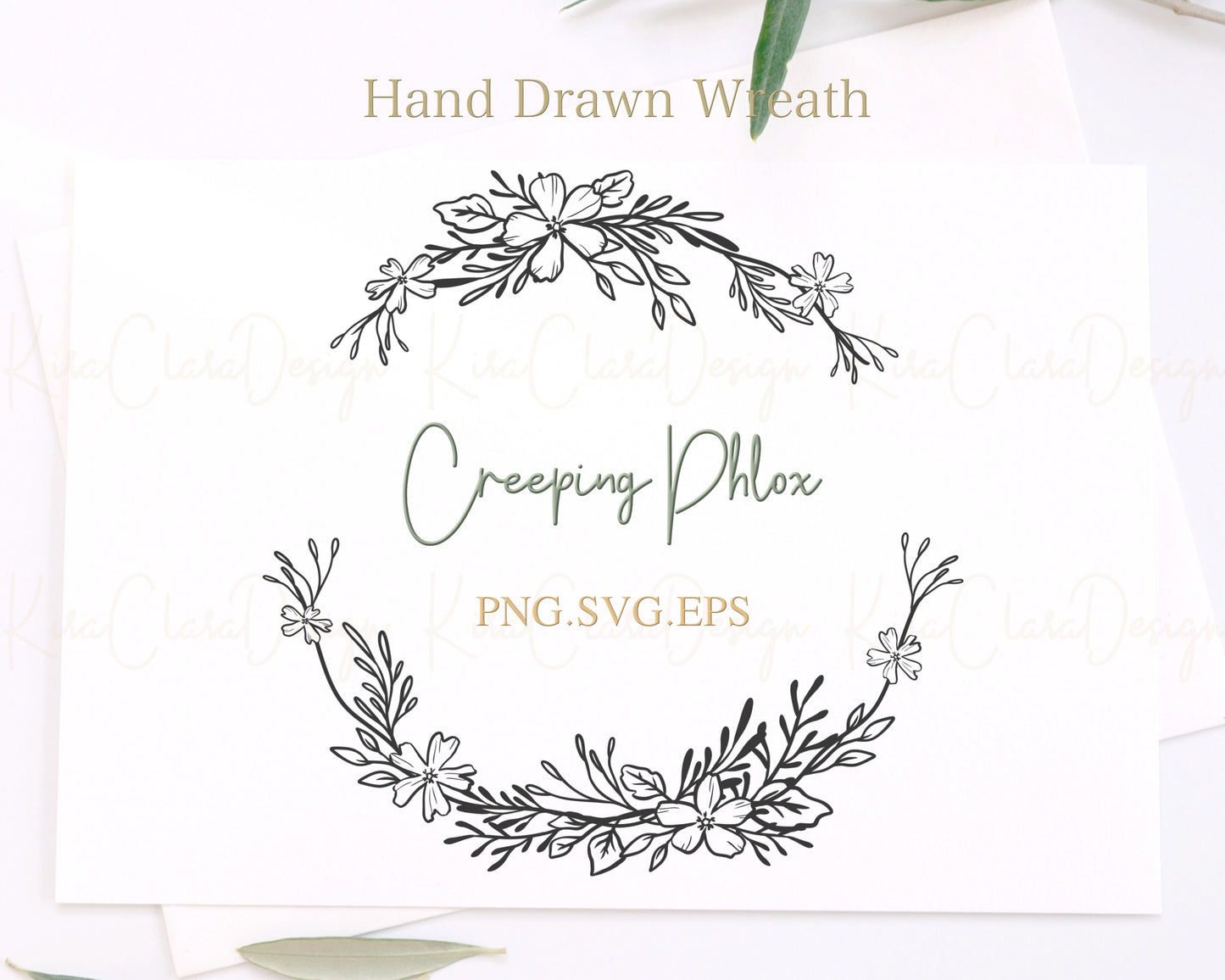 Creeping Phlox Flower Half Wreath Clipart