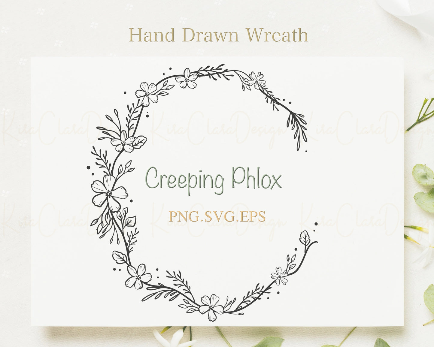 Creeping Phlox Flower Half Wreath Clipart