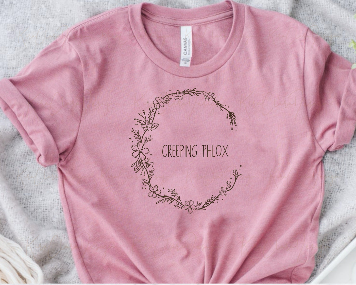 Creeping Phlox Flower Half Wreath Clipart
