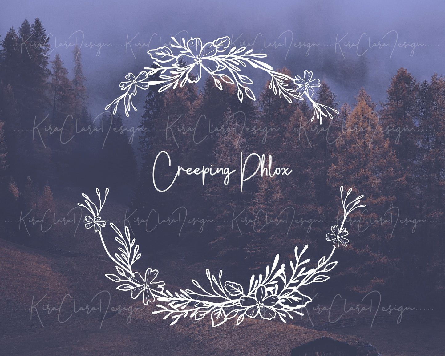 Creeping Phlox Flower Half Wreath Clipart