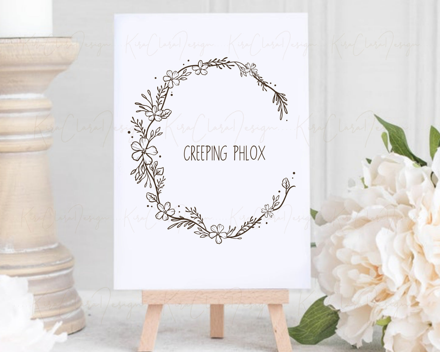Creeping Phlox Flower Half Wreath Clipart