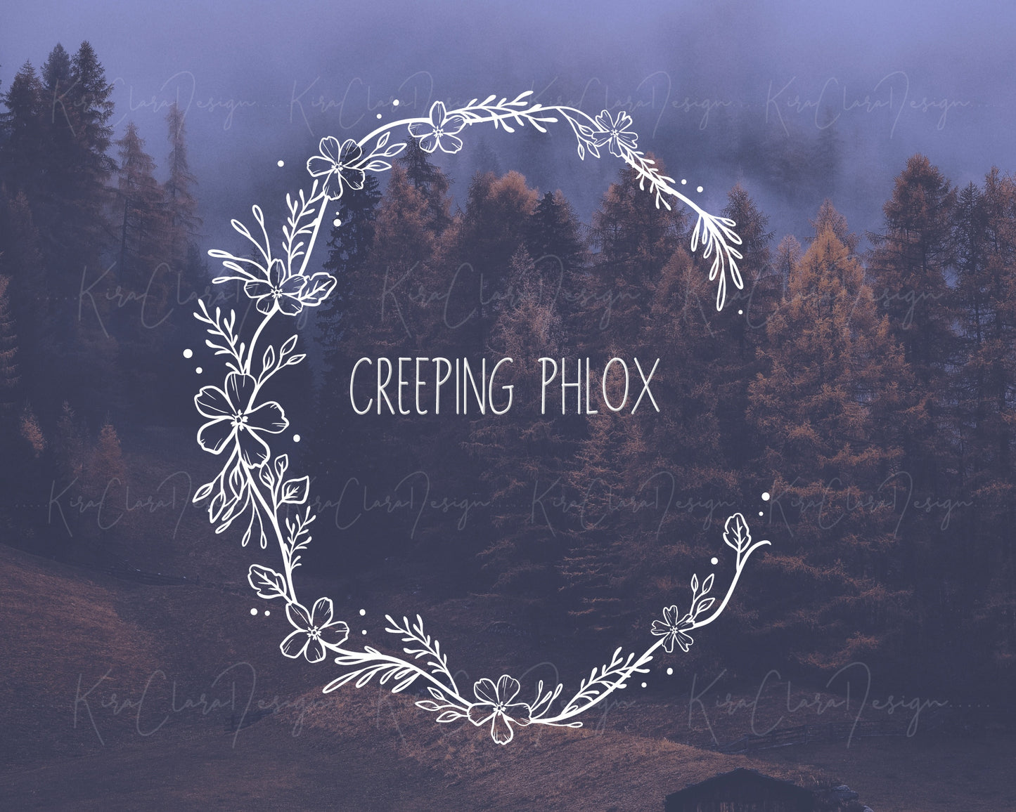 Creeping Phlox Flower Half Wreath Clipart