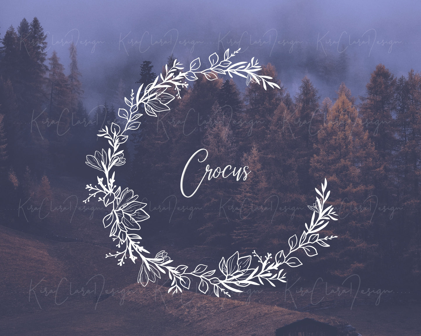 Crocus Flower Wreath Clipart