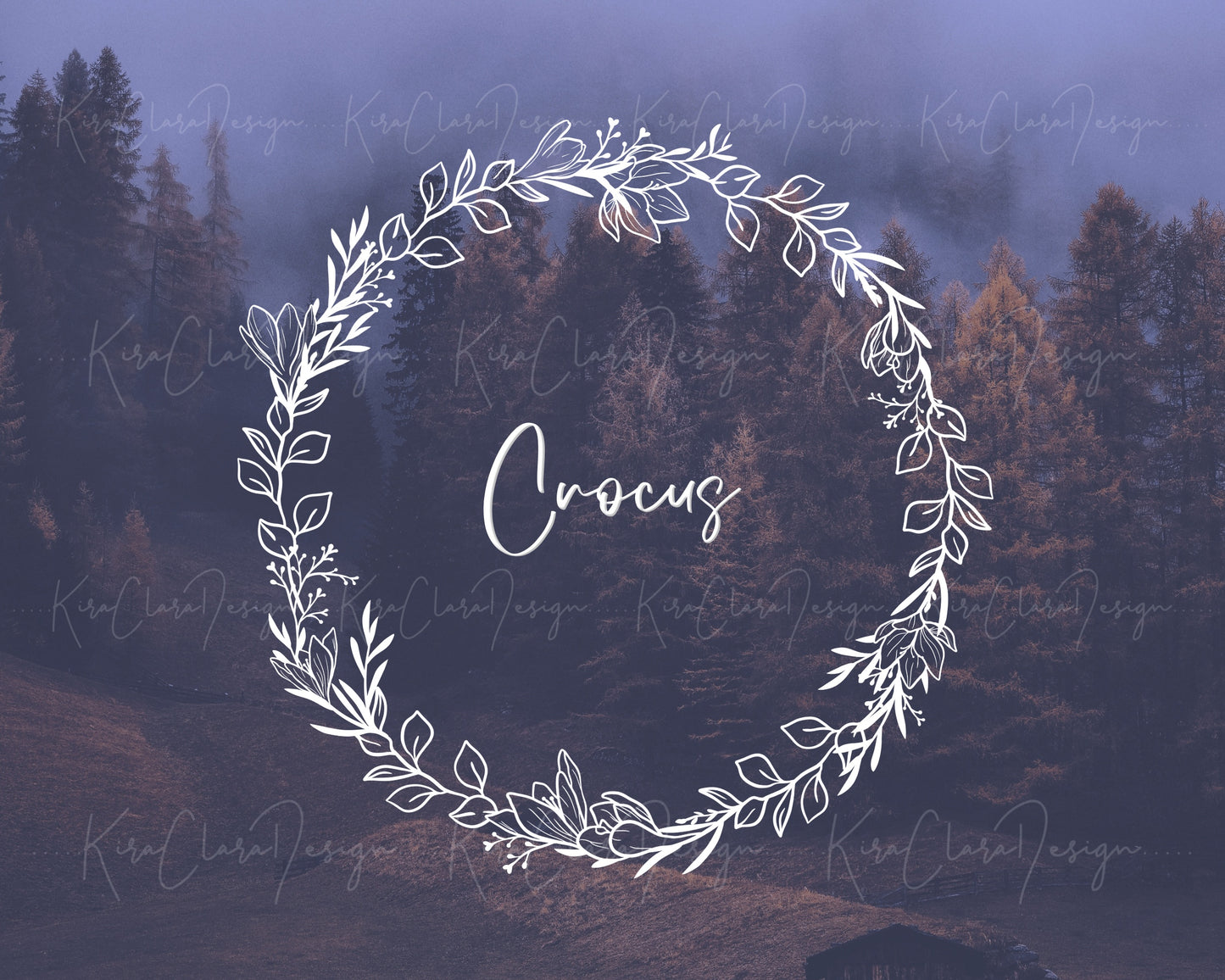 Crocus Flower Wreath Clipart