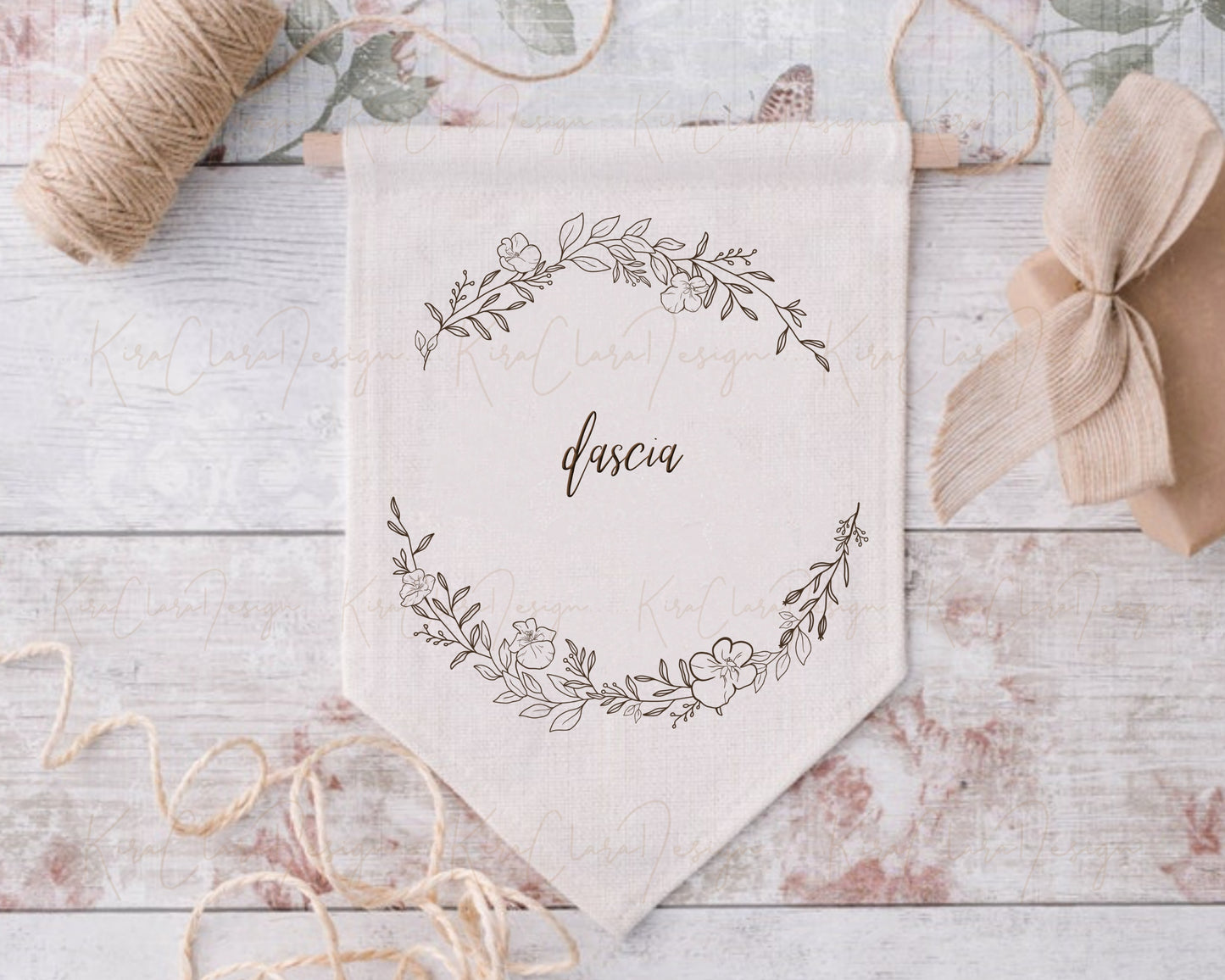 Dascia Flower Half Wreath Clipart