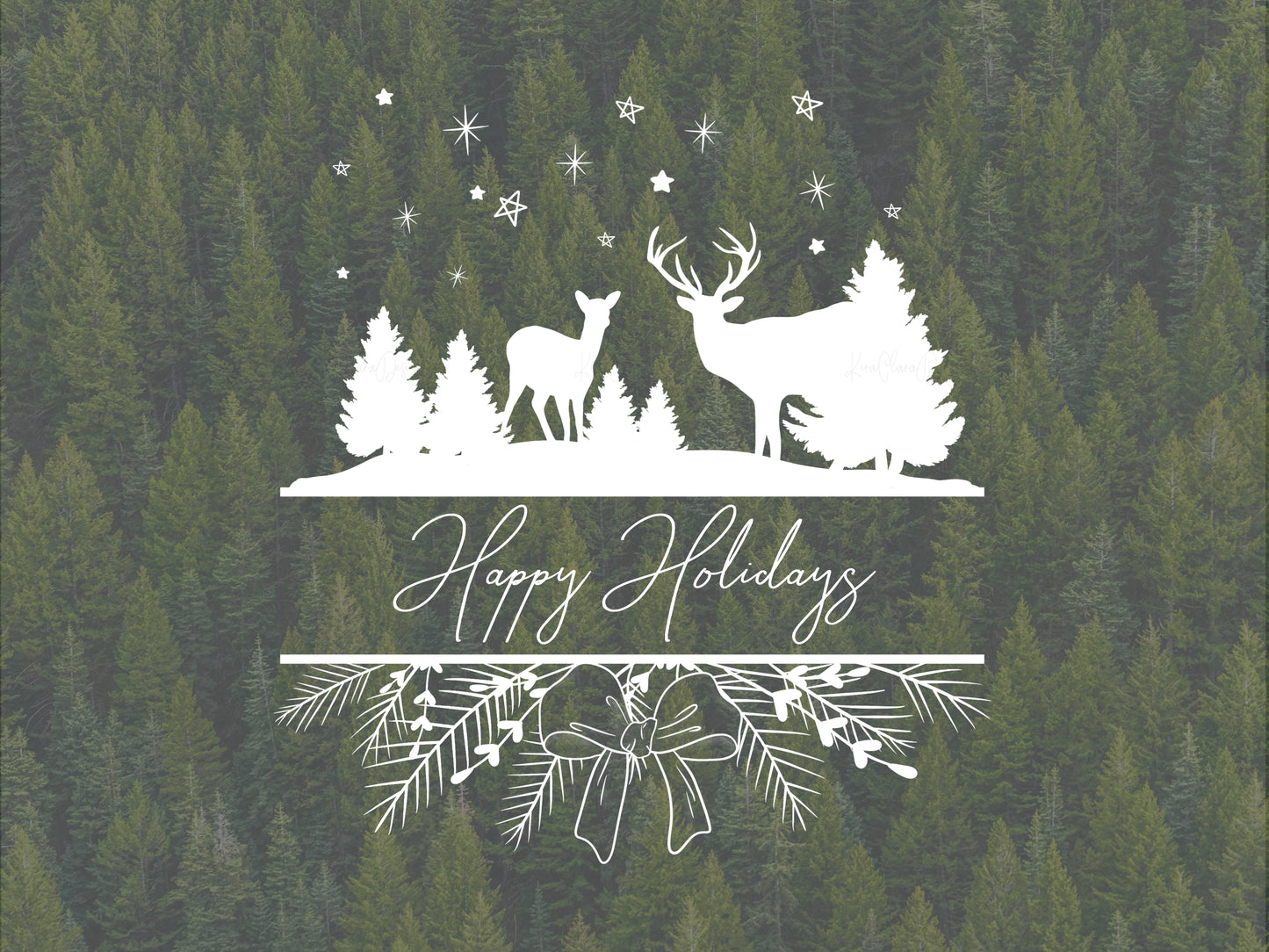 Pine Leaf & Deer Split Frame Clipart