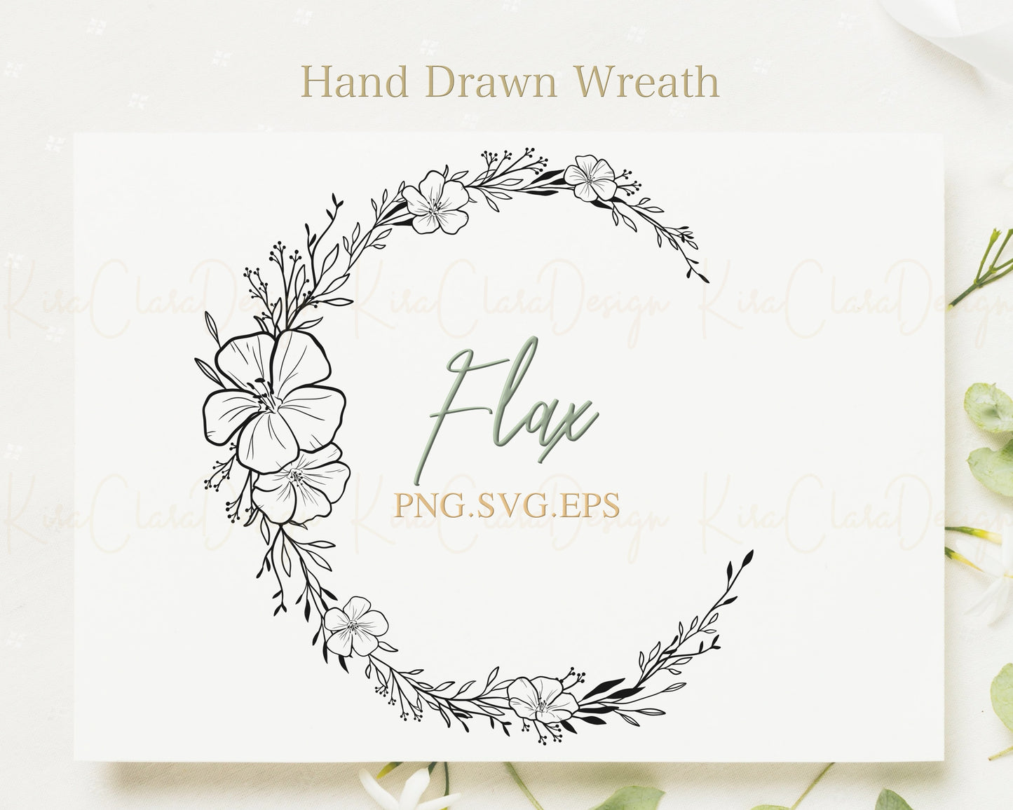 Flax Flower Wreath Clipart