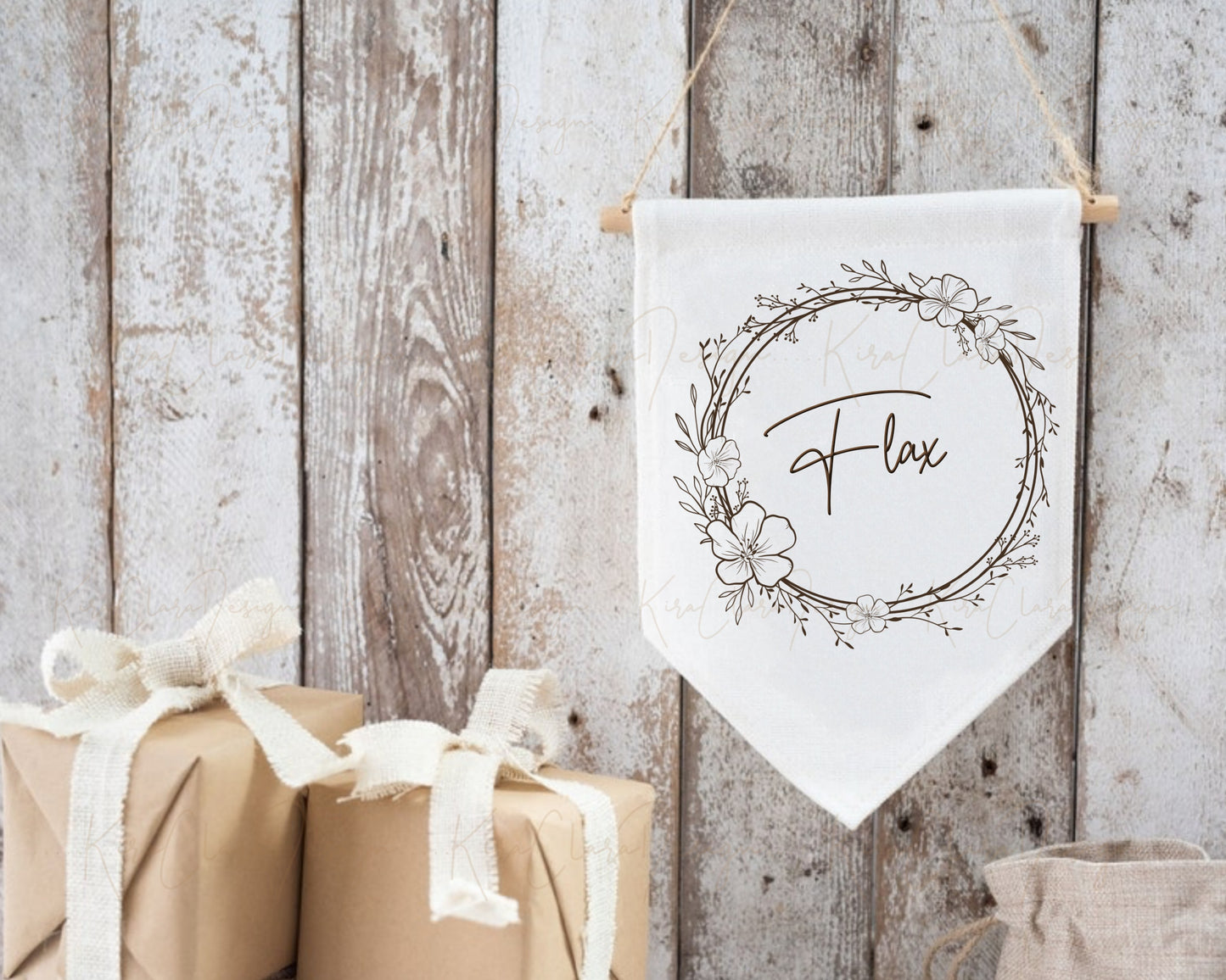 Flax Flower Wreath Clipart