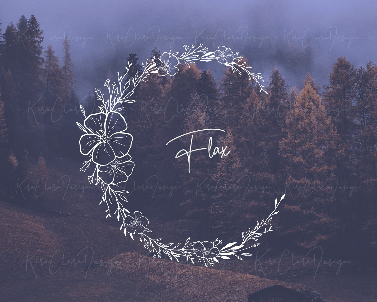 Flax Flower Wreath Clipart