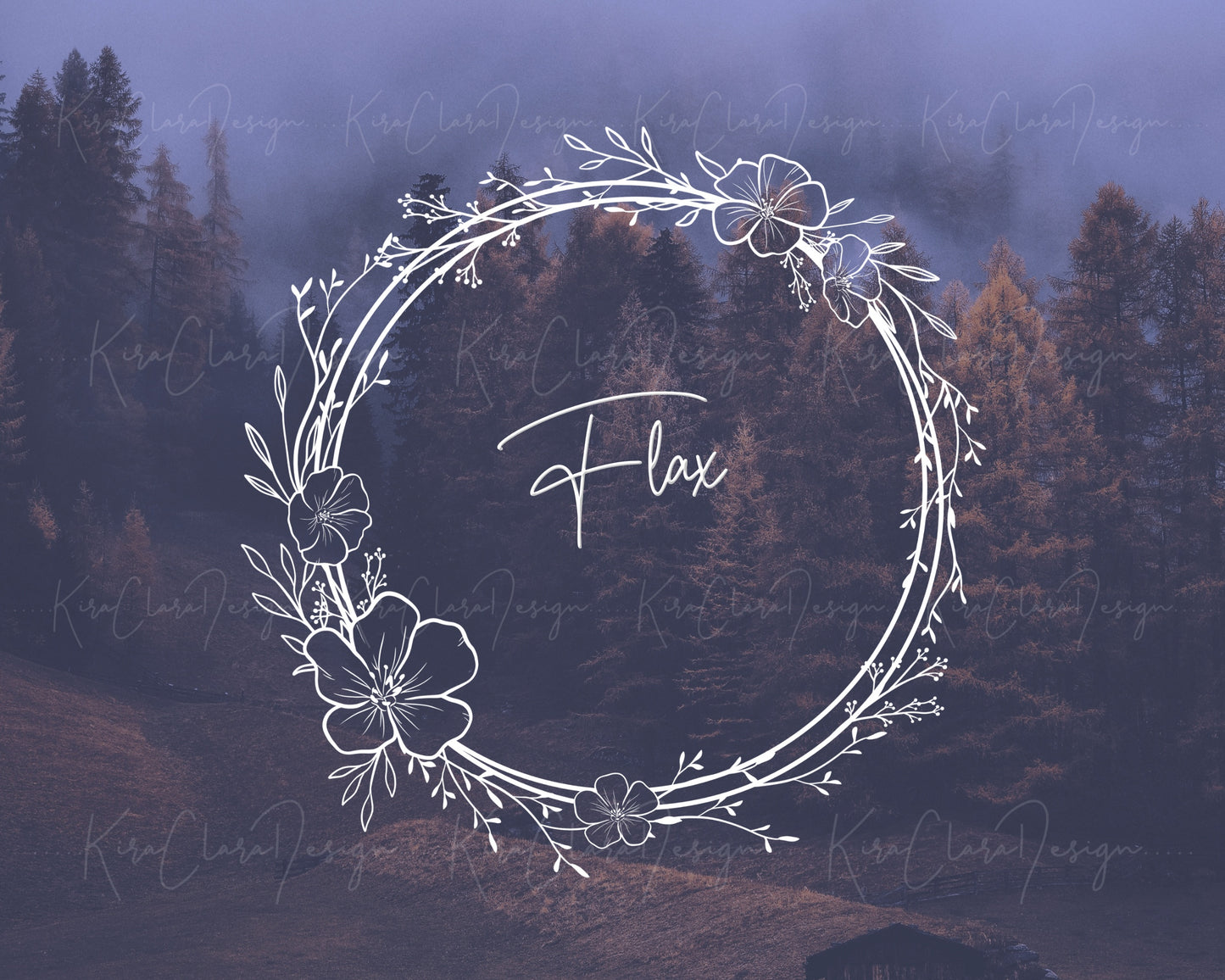 Flax Flower Wreath Clipart