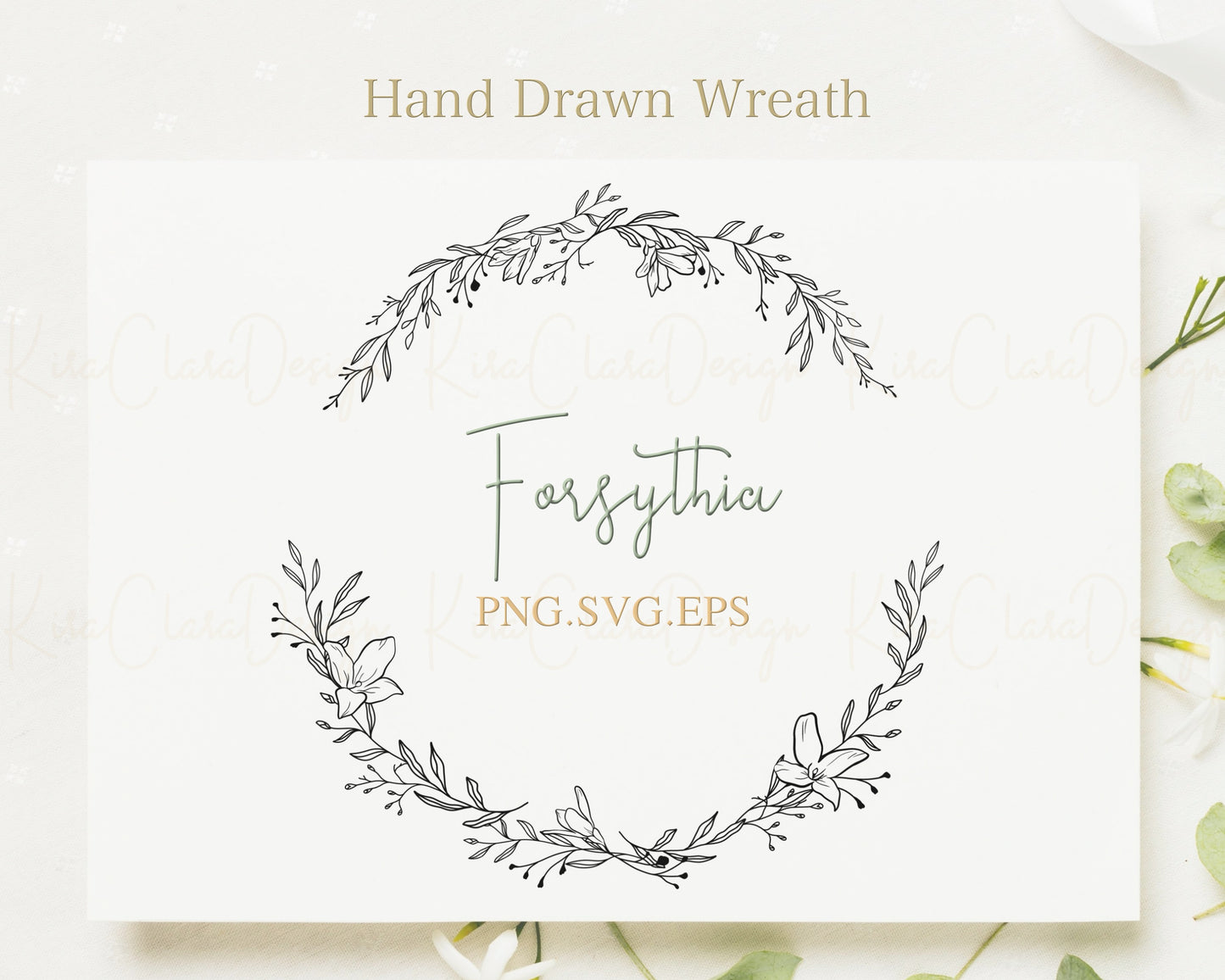 Forsythia Flower Wreath Clipart