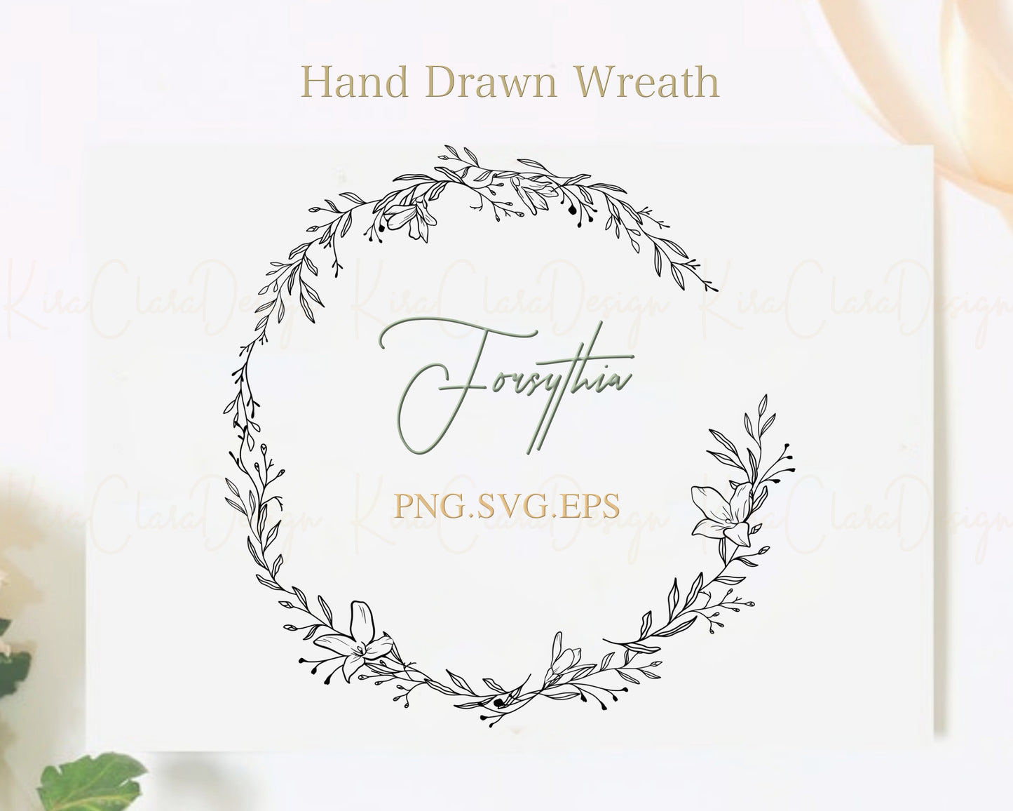 Forsythia Flower Wreath Clipart