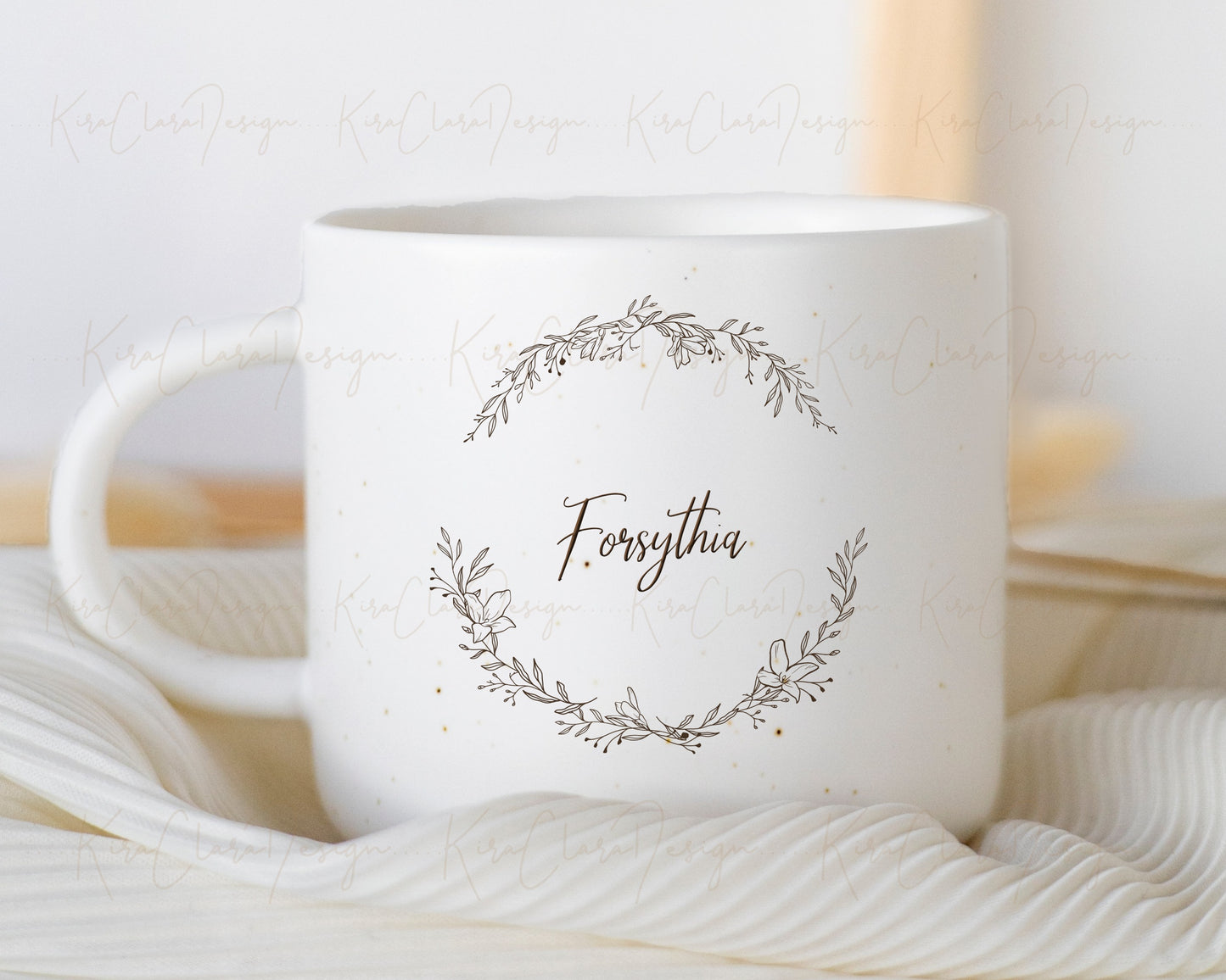 Forsythia Flower Wreath Clipart