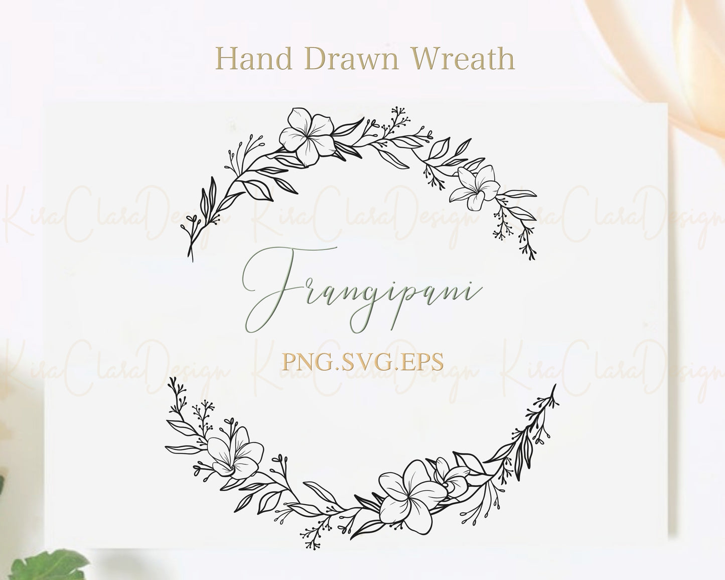 Frangipani Flower (Plumeria) Half Wreath Clipart
