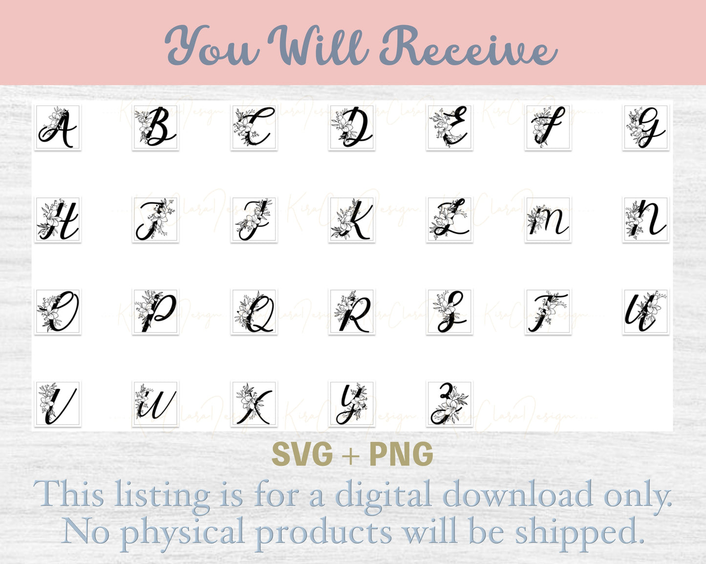 Frangipani Flower (Plumeria) Monogram Alphabet Clipart