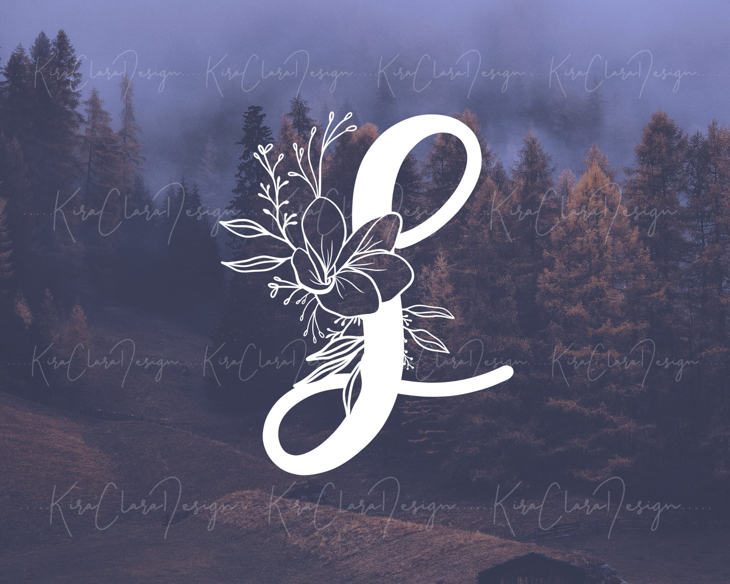 Frangipani Flower (Plumeria) Monogram Alphabet Clipart