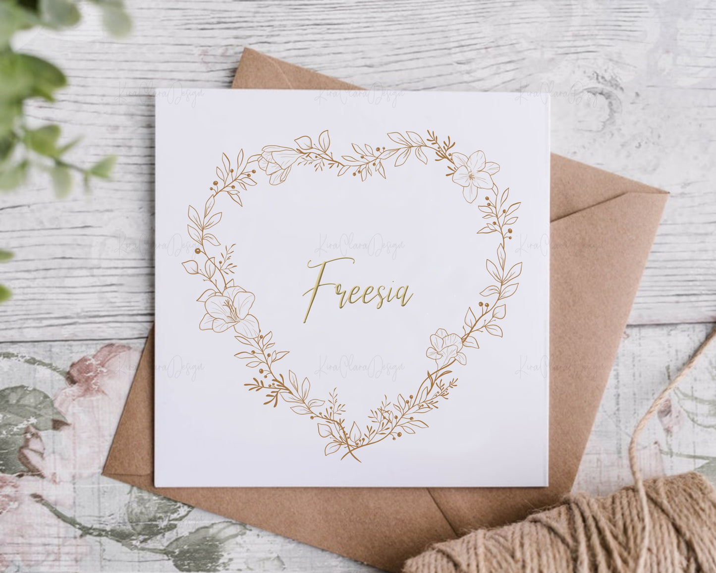 Freesia Flower Heart Wreath Clipart
