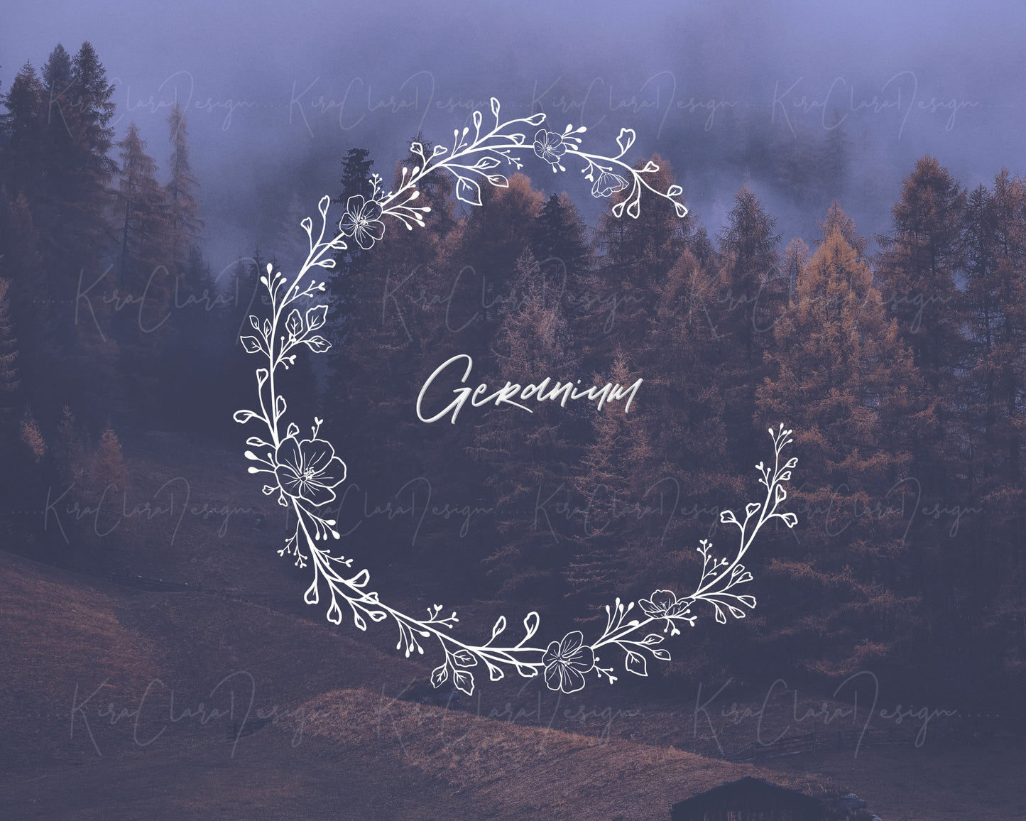 Geranium Flower Wreath Clipart Cranesbills Vector