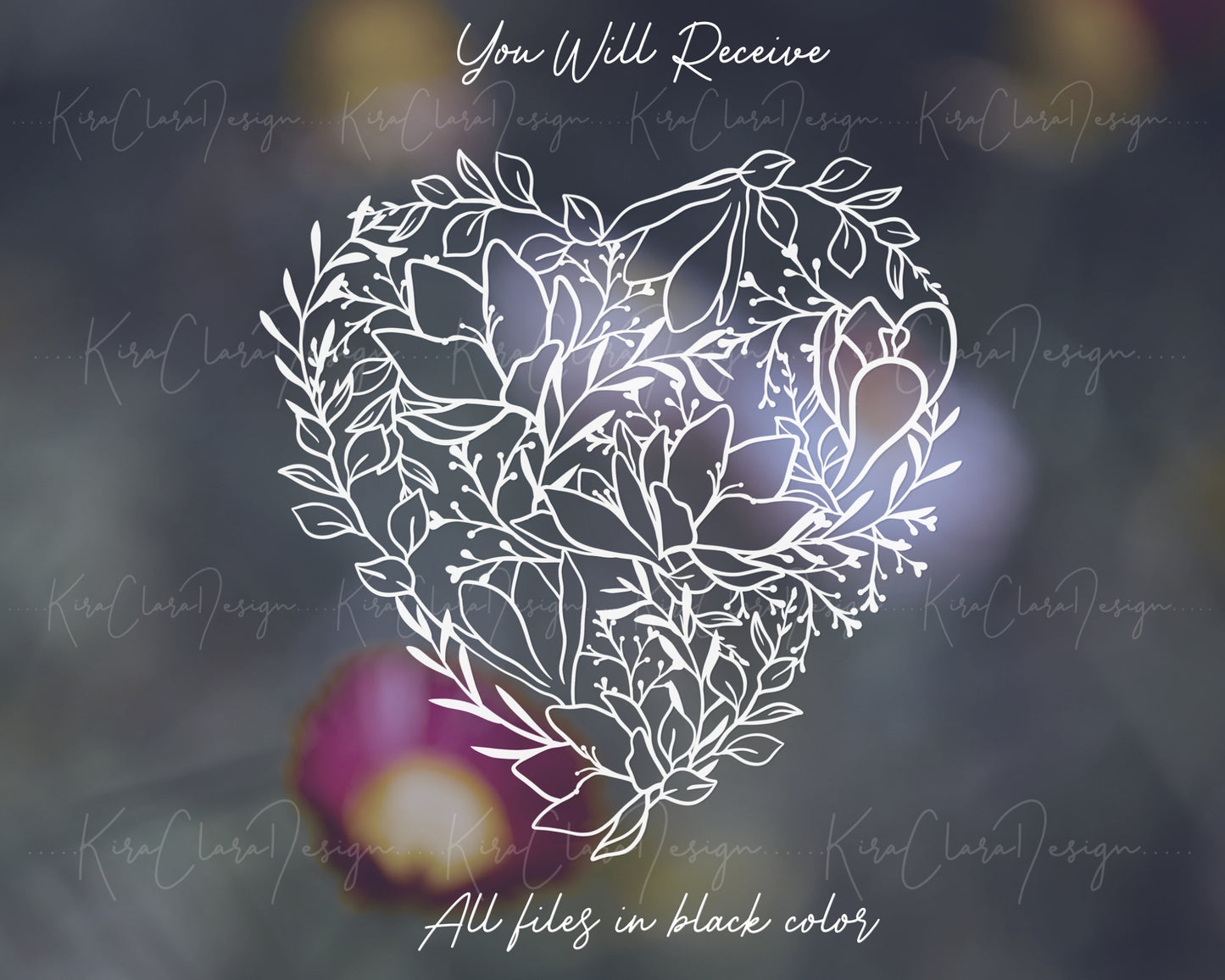 Crocus Flower Floral Outline Pattern Clipart Valentine Heart SVG