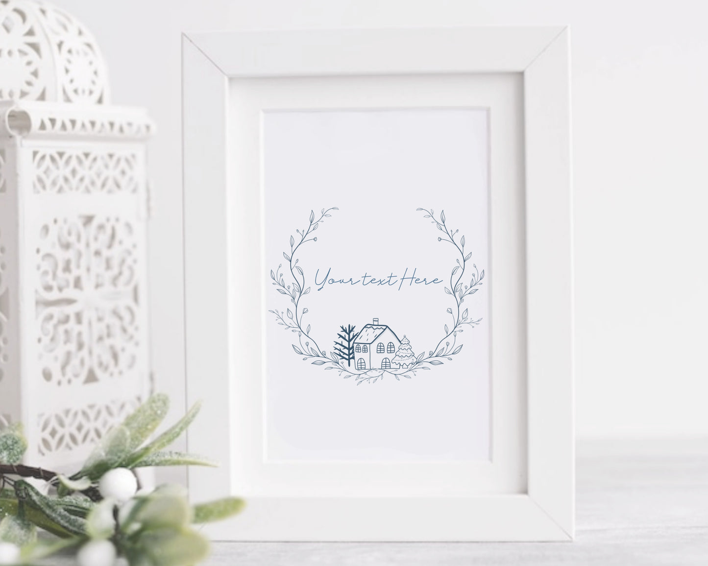 Christmas Home Circle Wreath Clipart