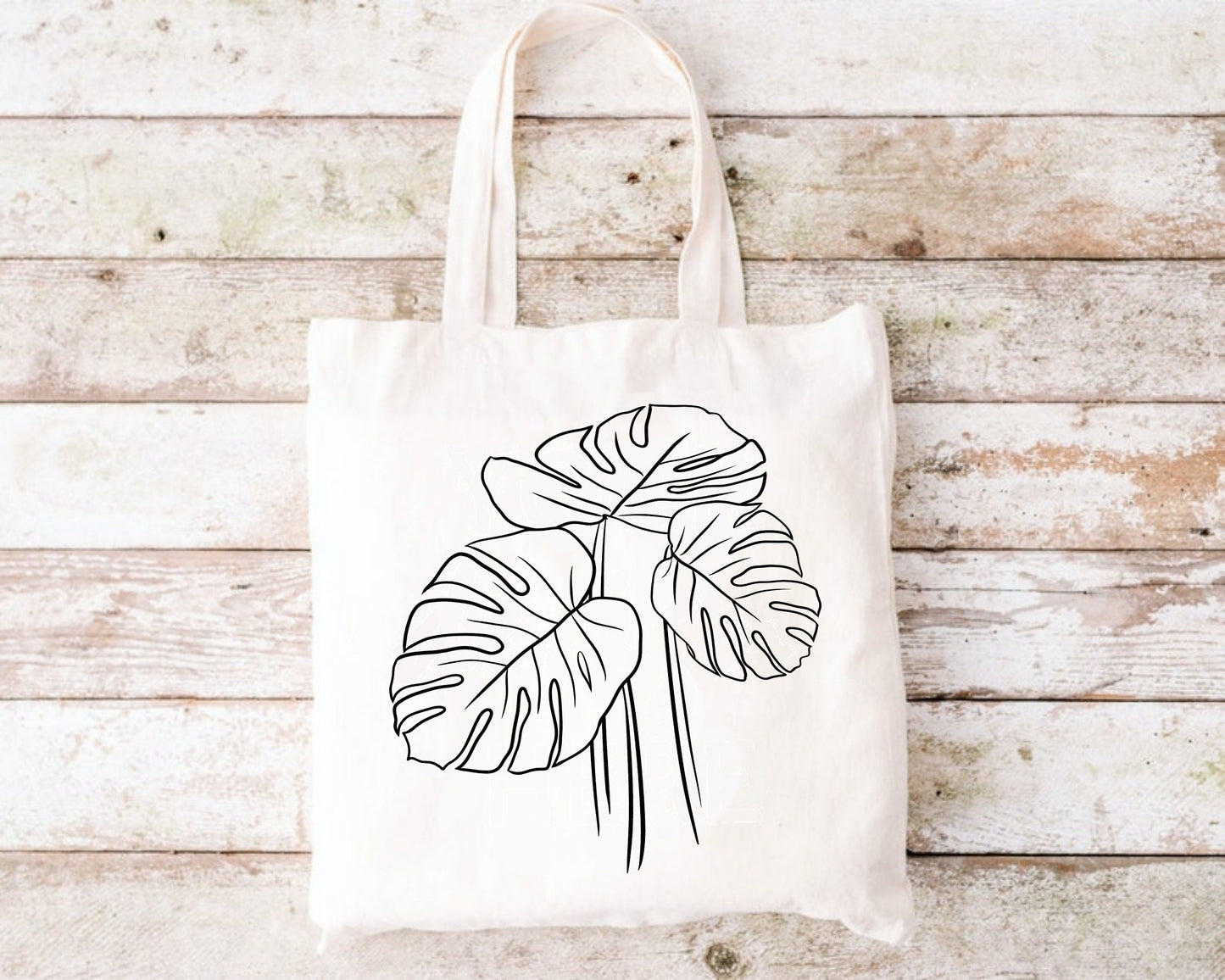 Tropical Leaf Monstera Outline Clipart SVG